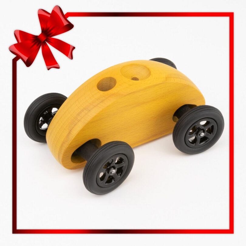Drewniany Samochodzik FINGER CAR żółty - obrazek 8