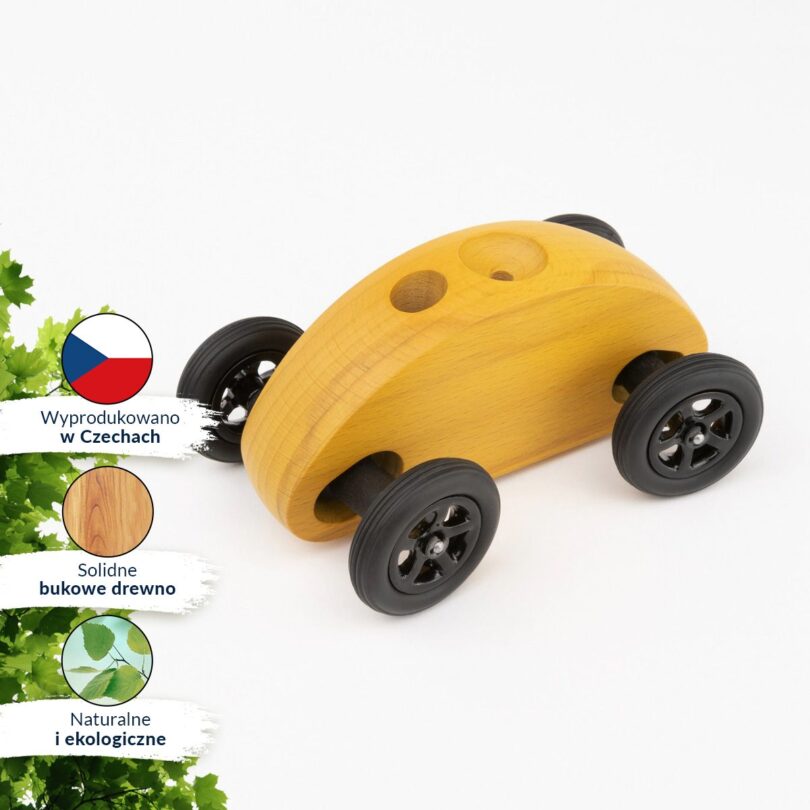 Drewniany Samochodzik FINGER CAR żółty - obrazek 9