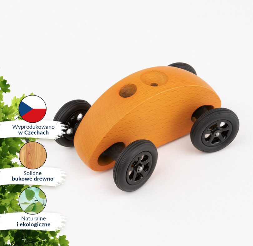 Drewniany Samochodzik FINGER CAR pomarańczowy - obrazek 9