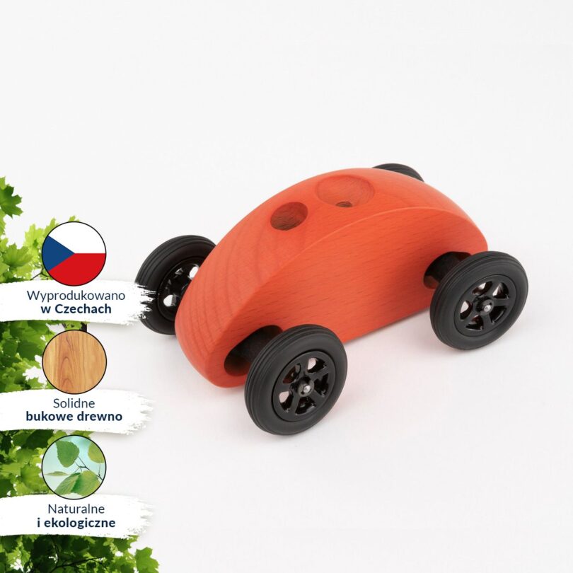 Drewniany Samochodzik FINGER CAR czerwony - obrazek 9