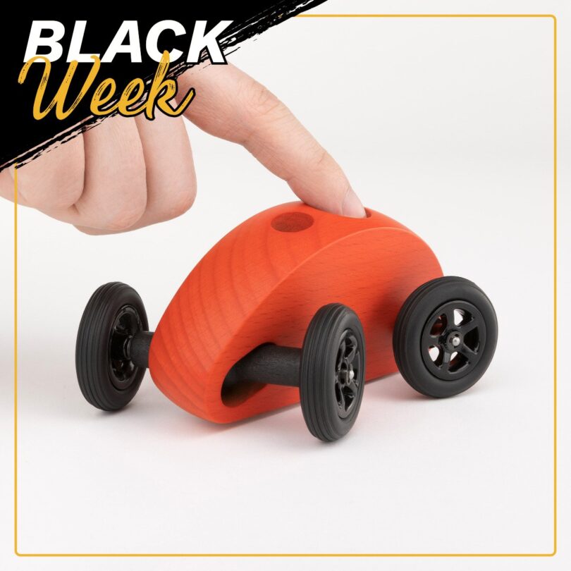 Drewniany Samochodzik FINGER CAR czerwony - obrazek 7