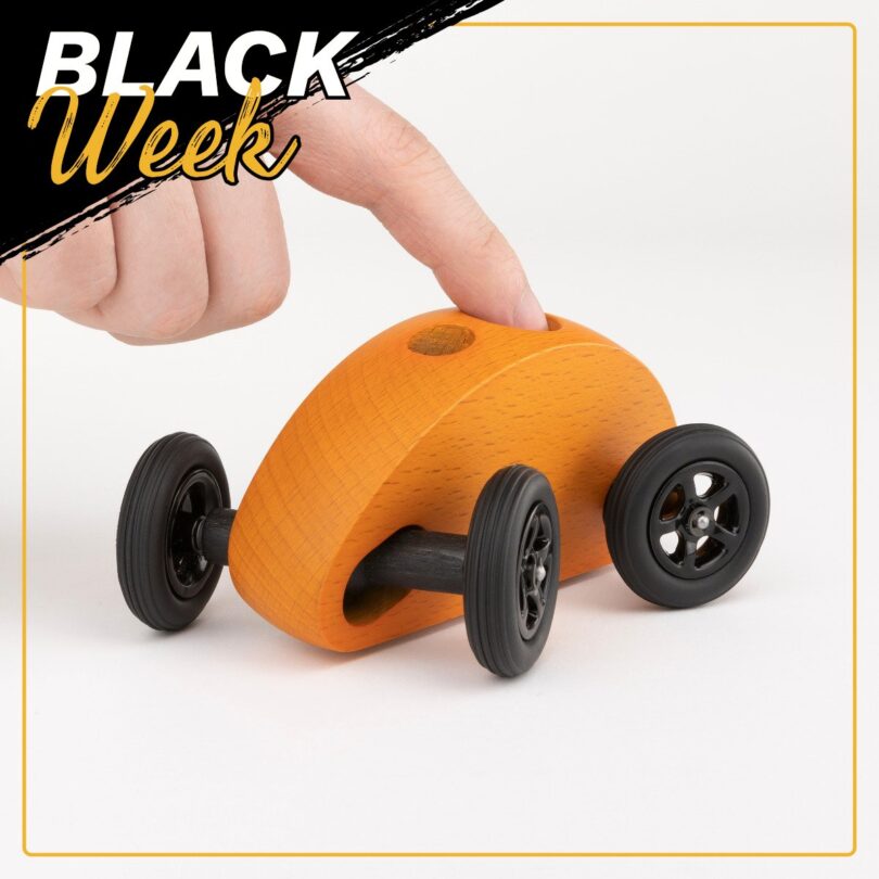 Drewniany Samochodzik FINGER CAR pomarańczowy - obrazek 7