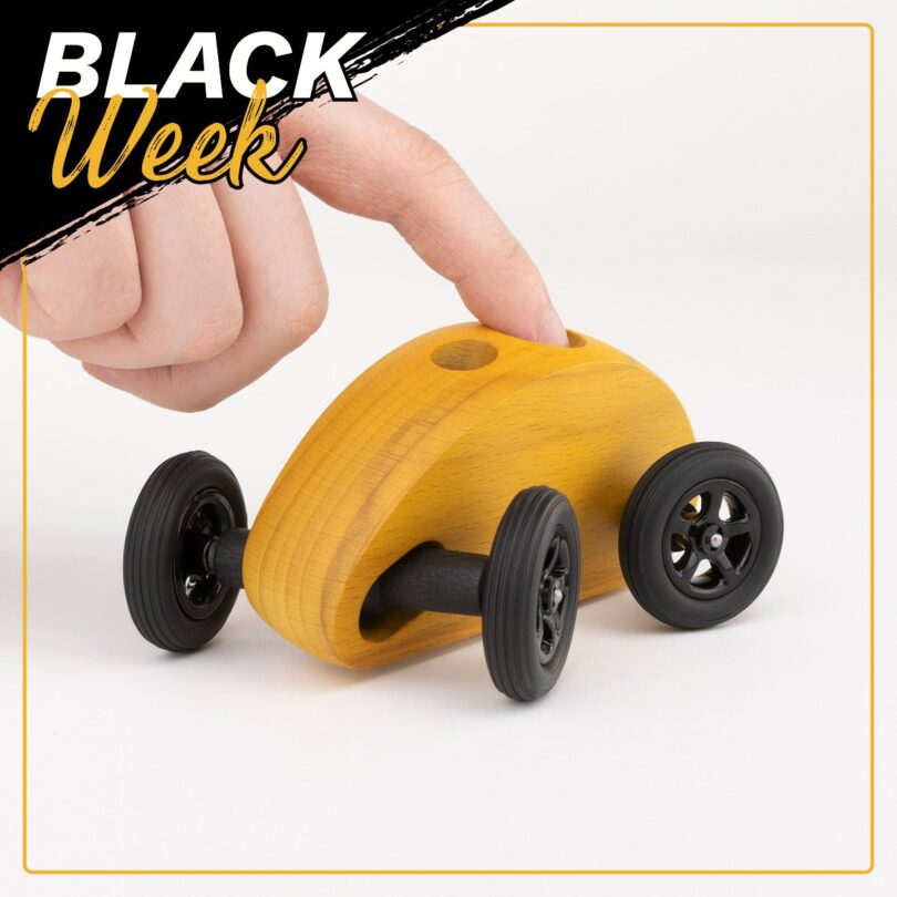 Drewniany Samochodzik FINGER CAR żółty - obrazek 7