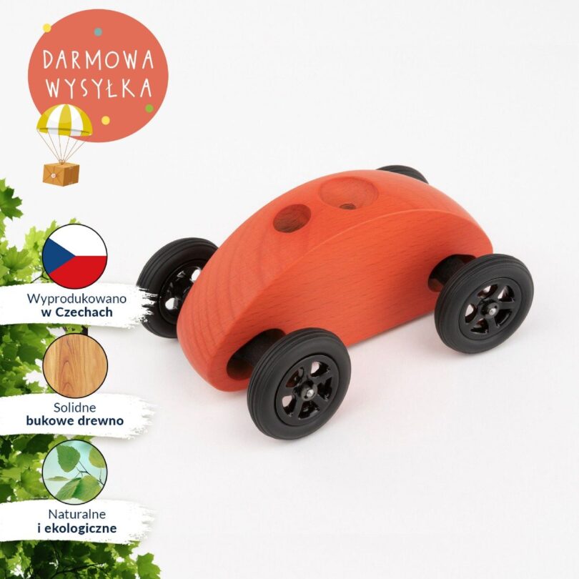 Drewniany Samochodzik FINGER CAR czerwony - obrazek 12