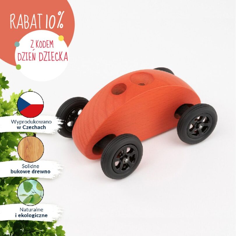 Drewniany Samochodzik FINGER CAR czerwony - obrazek 11
