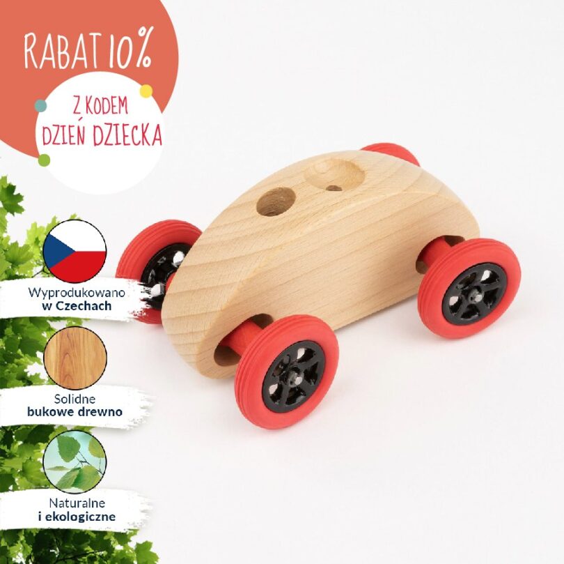 Drewniany Samochodzik FINGER CAR w kolorze naturalnego drewna - obrazek 13