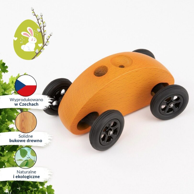 Drewniany Samochodzik FINGER CAR pomarańczowy - obrazek 10