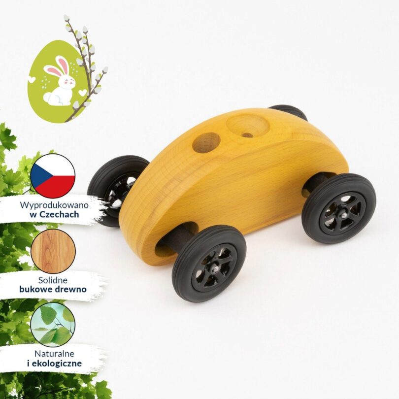 Drewniany Samochodzik FINGER CAR żółty - obrazek 10