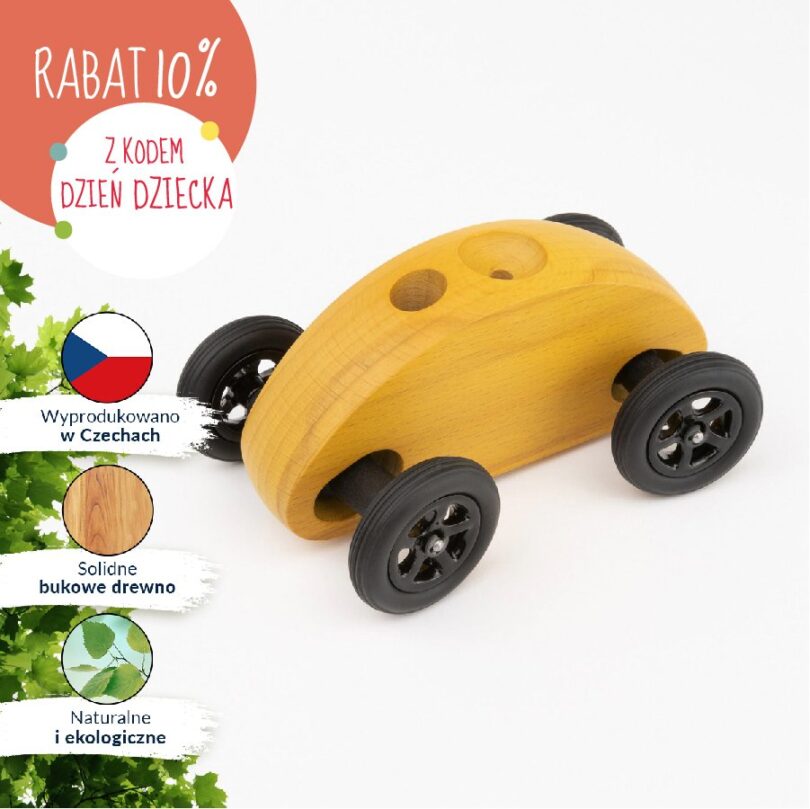 Drewniany Samochodzik FINGER CAR żółty - obrazek 11