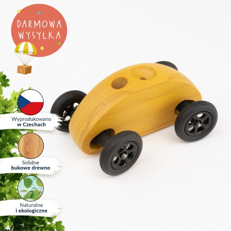 Drewniany Samochodzik FINGER CAR żółty - obrazek 12
